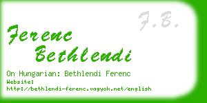 ferenc bethlendi business card